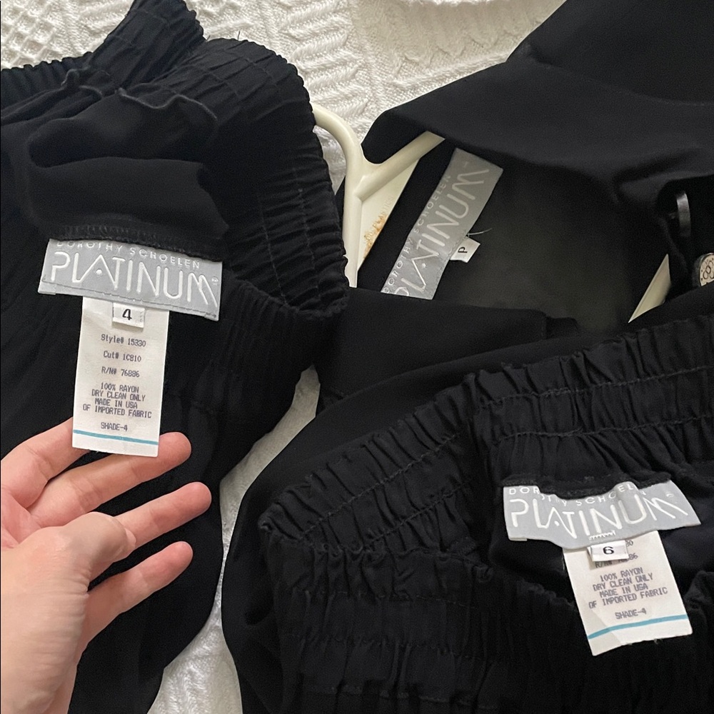 3 pc set sheer Black Ruffle Blouse skirt high waist pants ruffle Button Detail - Picture 16 of 16